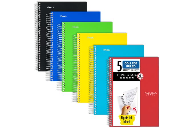 Five Star Notebook, College Ruled, 5 Subject