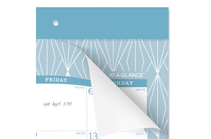 AT-A-GLANCE® BADGE Academic 2024-2025 Monthly Desk Pad Calendar, Geo