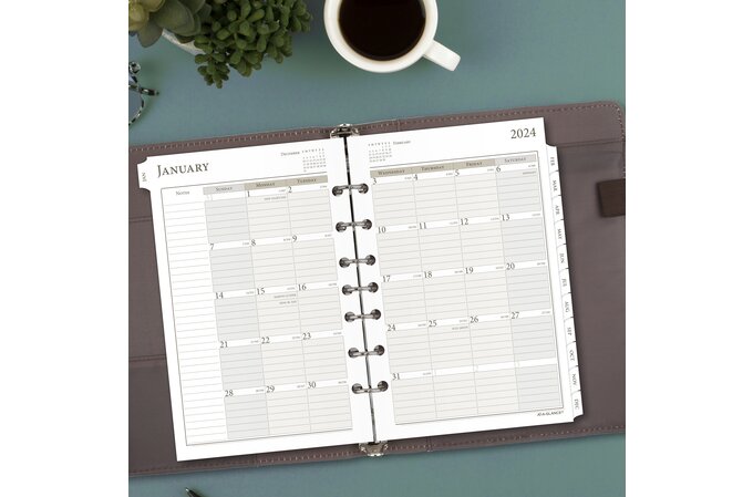  2024 Weekly Planner Refill Folio Size with Monthly Tabs, Two  Pages Per Week, 8-1/2 x 11, Size 5 / Monarch : Office Products