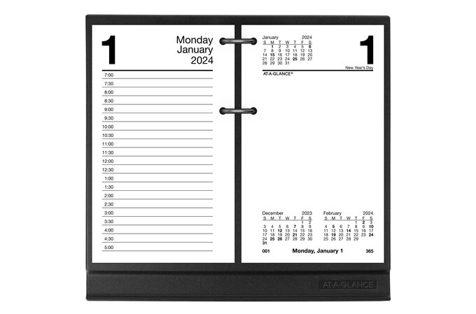 AT-A-GLANCE® Loose-Leaf Desk Calendar Base, 17 Style, Holds 3 1/2" x 6 ...