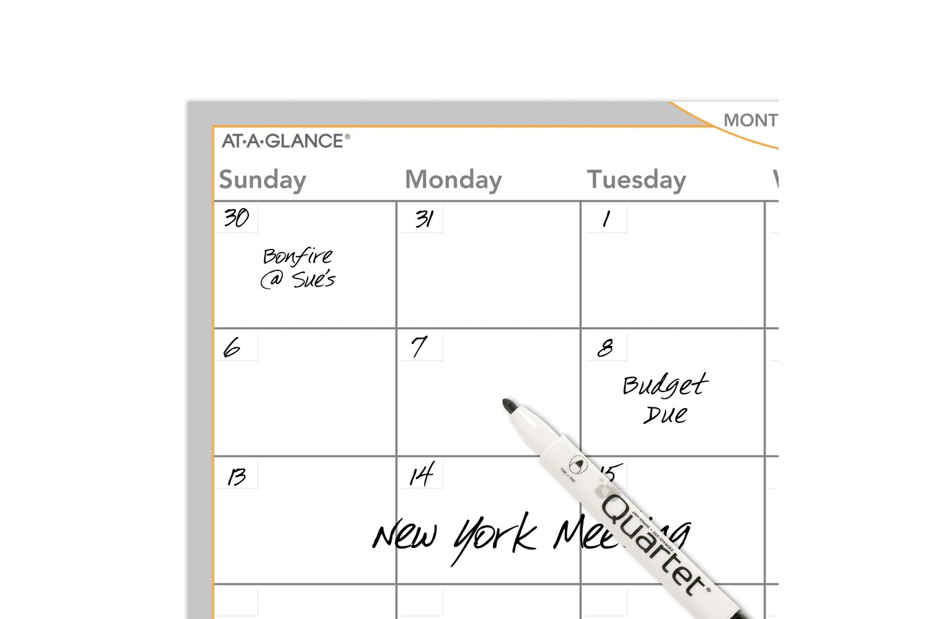 At-a-glance WallMates Self-Adhesive Dry Erase Monthly Planning Surface 36 x 24