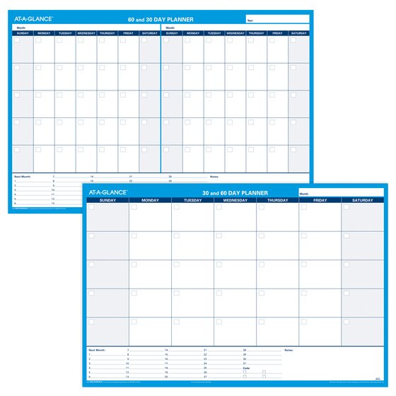 AT-A-GLANCE® Undated 30 and 60-Day Horizontal Erasable Wall Calendar ...