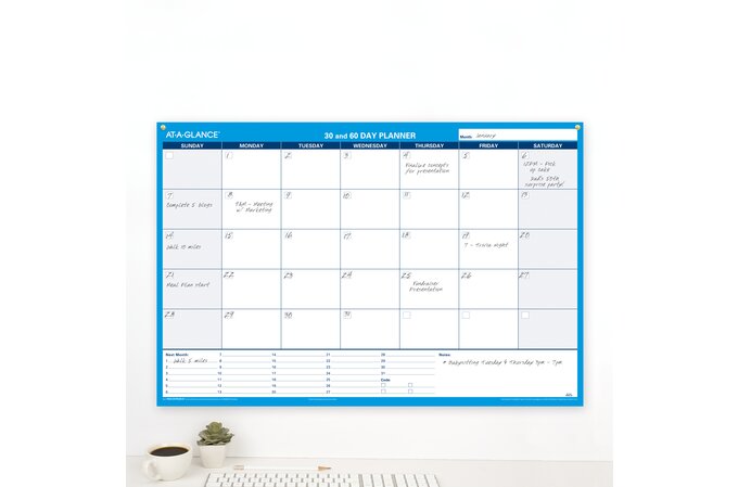 AT-A-GLANCE® Undated 30 and 60-Day Horizontal Erasable Wall Calendar ...