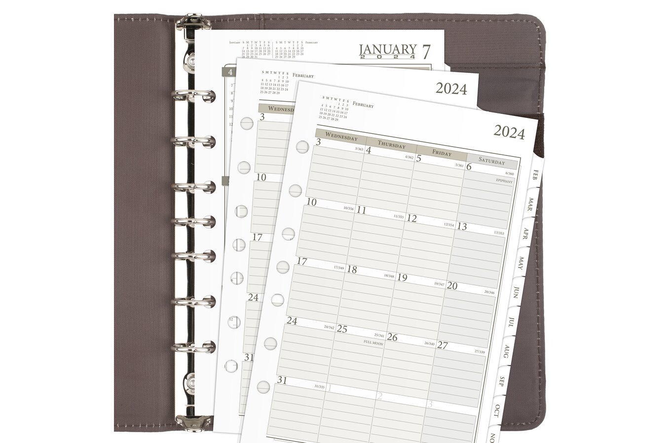  2024 Weekly Planner Refill Folio Size with Monthly Tabs, Two  Pages Per Week, 8-1/2 x 11, Size 5 / Monarch : Office Products