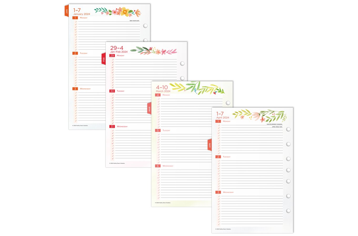  2024 Weekly & Monthly Planner Refill, 5-1/2 x 8-1/4