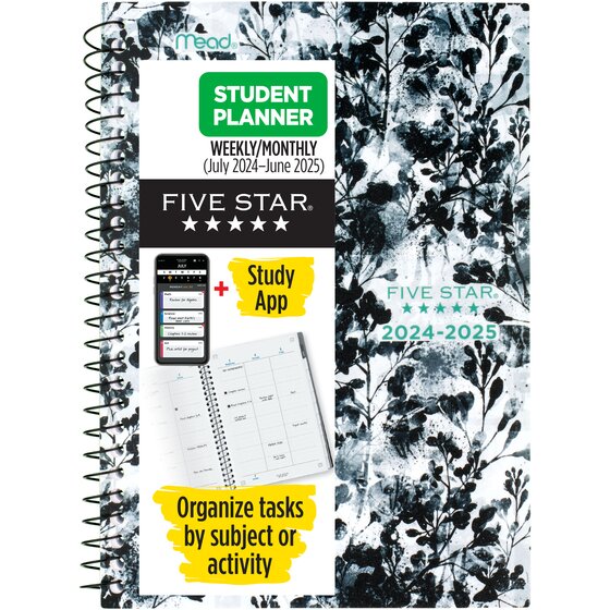Five Star® Academic 20242025 Weekly Monthly Student Planner Plus Study