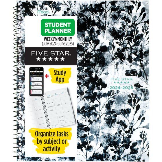Five Star® Academic 20242025 Weekly Monthly Student Planner Plus Study