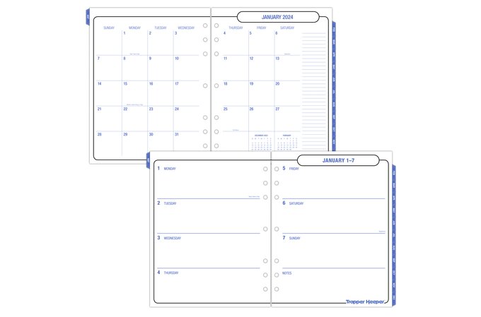  2024 Weekly Planner Refill Folio Size with Monthly