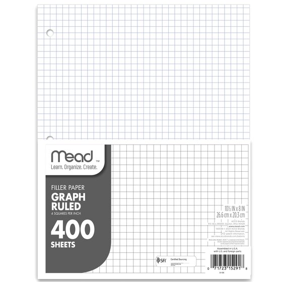 Mead® Filler Paper, Quad Ruled, 10 1/2