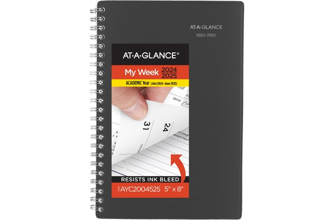 AT-A-GLANCE® DayMinder® Academic 2024-2025 Weekly Monthly Planner,  Charcoal, Small, 5 x 8