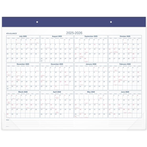 AT-A-GLANCE® Academic 2024-2025 Two Color Monthly Desk Pad Calendar ...