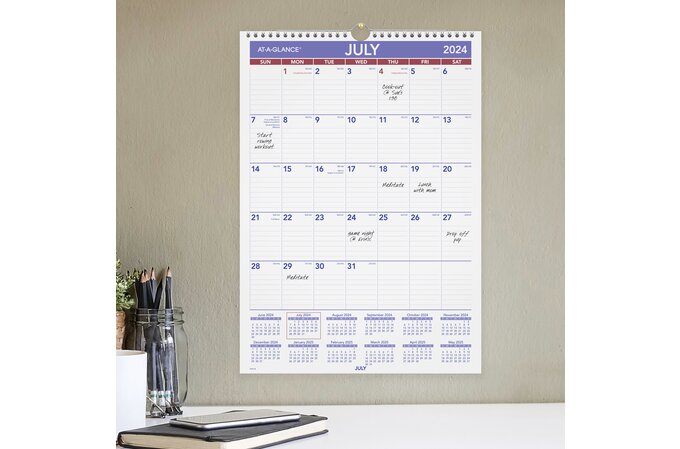 AT-A-GLANCE® Academic 2024-2025 Monthly Wall Calendar, Medium, 12" x 17