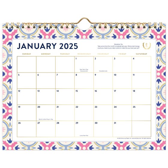 Simplified by Emily Ley for ATAGLANCE® 2025 Monthly Wall Calendar