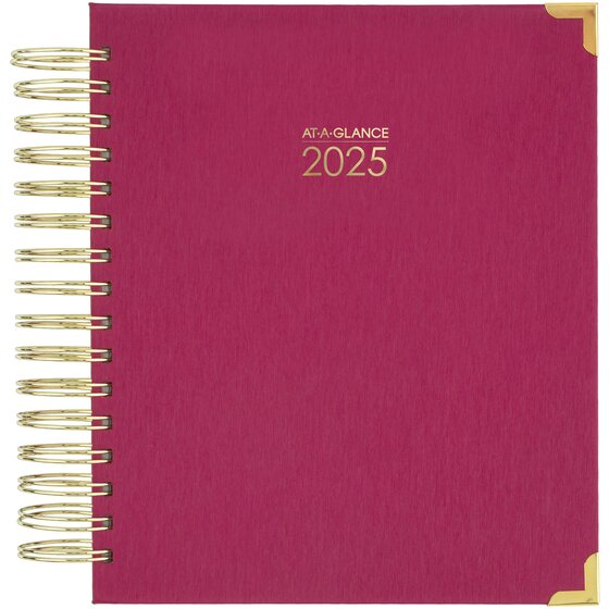 ATAGLANCE® Harmony 2025 Hardcover Daily Monthly Planner, Berry