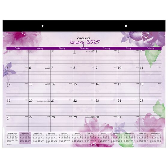 At A Glance® Beautiful Day 2025 Monthly Desk Pad Calendar Standard 21