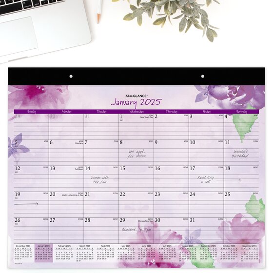 AT-A-GLANCE® Beautiful Day 2025 Monthly Desk Pad Calendar, Standard, 21 ...
