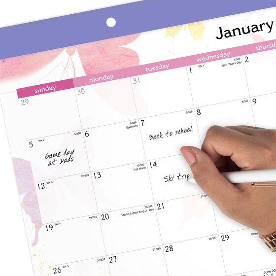 ATAGLANCE® Watercolors 2025 Monthly Desk Pad Calendar, Compact, 17 3/