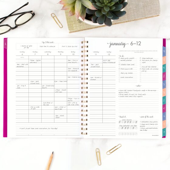 Outlet Planner | Choose Start Month | Weekly Planner | Hourly Planner | Custom Planner | Personal Planner | Life Planner | Delicate Succulent Photo