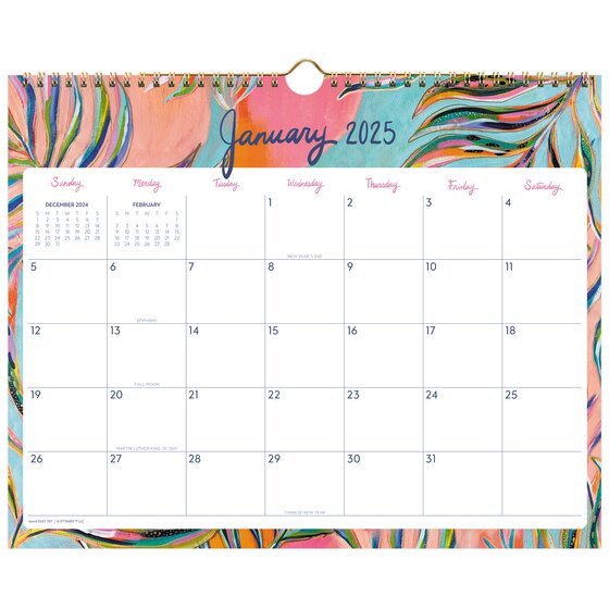 EttaVee™ for Cambridge® 2025 Monthly Wall Calendar, Leaf, Medium, 15" x