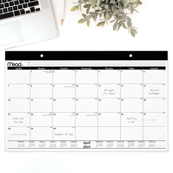 Mead® Basic Academic 20242025 Monthly Desk Pad Calendar, Compact, 17 3