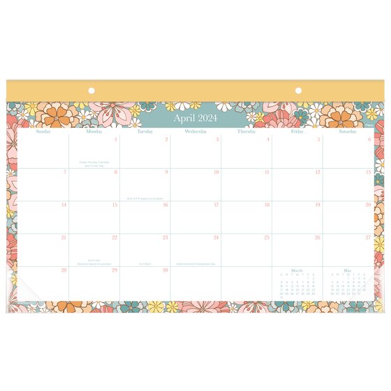 Mead® Caprice Academic 20242025 Monthly Desk Pad Calendar, Yellow