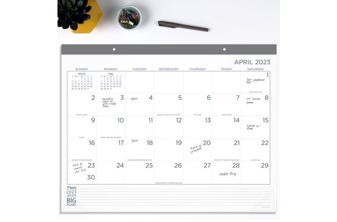 Mead BIG PLANS Academic 2023-2024 Monthly Desk Pad Calendar, Standard, 21  3/4" x 17" | Desk Calendars | Mead