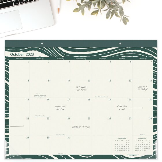 Mead Artisan 2024 15Month Monthly Desk Pad Calendar, Wave, Standard