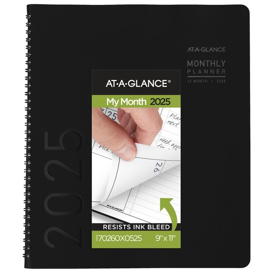 AT-A-GLANCE® Contemporary 2025 Monthly Planner, Black, Large, 9