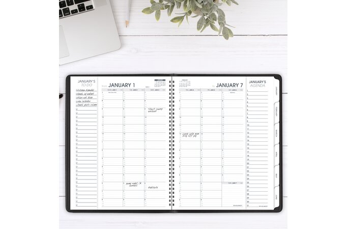 AT-A-GLANCE® Triple View 2025 Weekly Monthly Appointment Book, Black