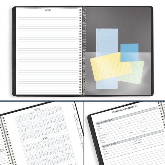 AT-A-GLANCE® Triple View 2025 Weekly Monthly Appointment Book, Black