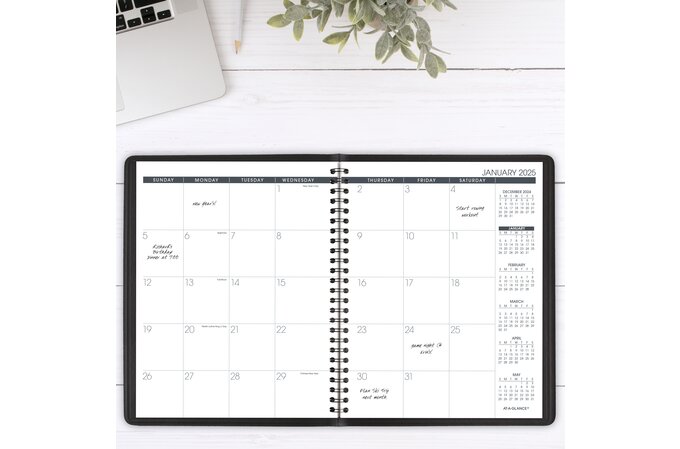 AT-A-GLANCE® 2025 Monthly Planner, Black, Medium, 7" x 8 3/4" | Monthly
