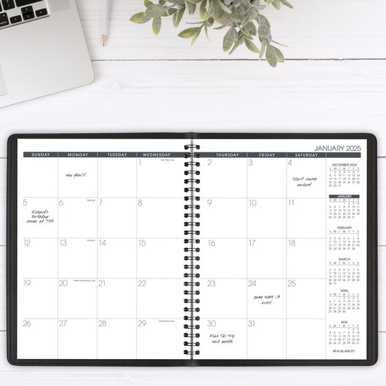 AT-A-GLANCE® 2025 Monthly Planner, Black, Medium, 7" x 8 3/4" | Monthly