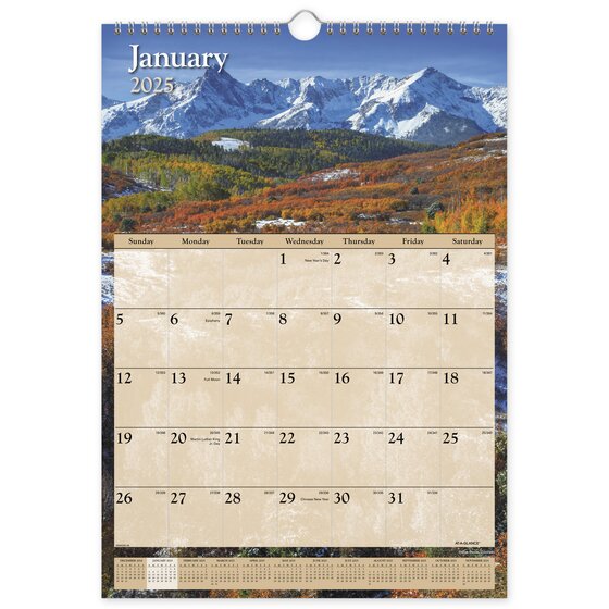 AT-A-GLANCE® 2025 Scenic Monthly Wall Calendar, Medium, 12