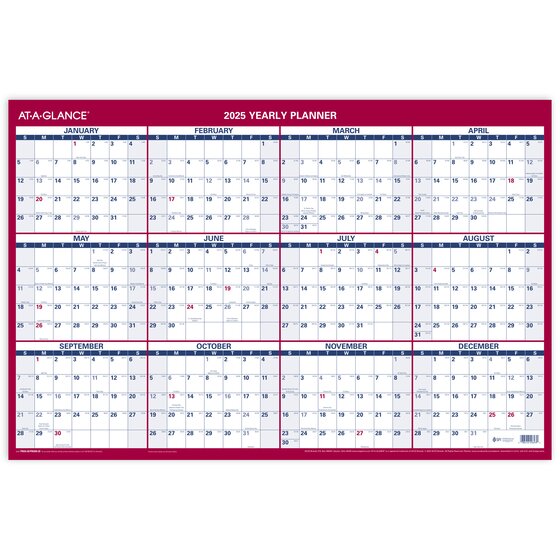 ATAGLANCE® 2025 Vertical Horizontal Reversible Erasable Wall Calendar