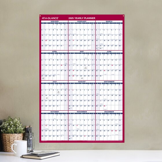 ATAGLANCE® 2025 Vertical Horizontal Reversible Erasable Wall Calendar