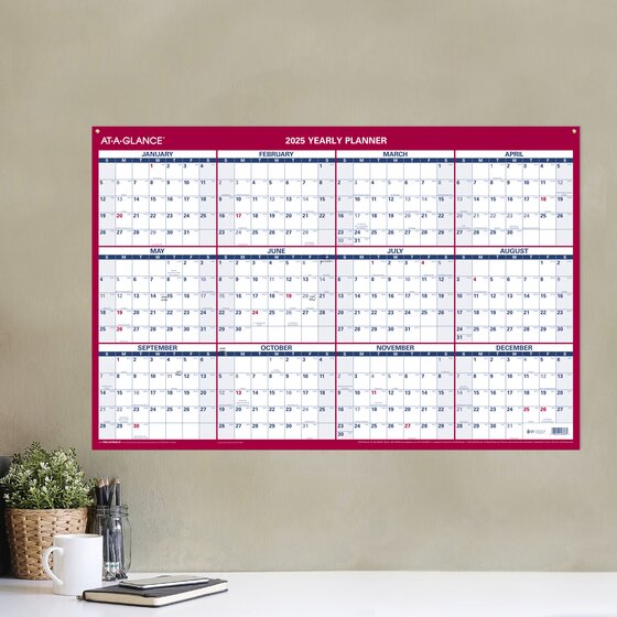 AT-A-GLANCE® 2025 Vertical Horizontal Reversible Erasable Wall Calendar