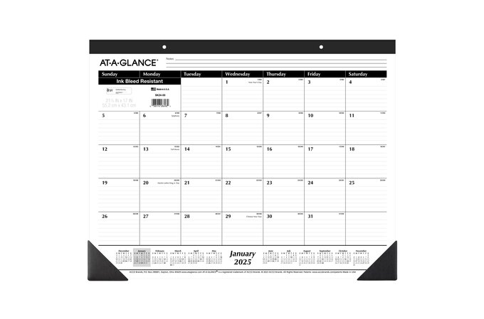 AT-A-GLANCE® 2025 Monthly Desk Pad Calendar, Large, 21 3/4