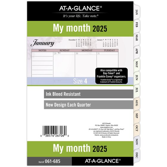 ATAGLANCE® 2025 Monthly Planner Refill, LooseLeaf, Desk Size, 5 1/2