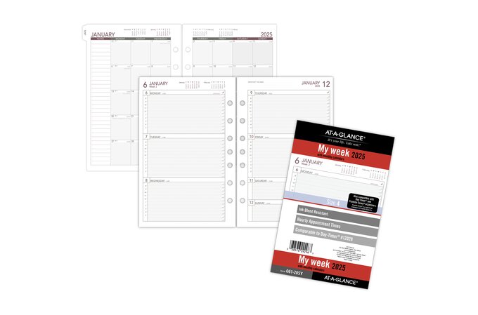 AT-A-GLANCE® 2025 Weekly Planner Refill, Loose-Leaf, Desk Size, 5 1/2