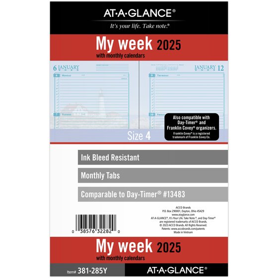 ATAGLANCE® 2025 Seascapes Weekly Monthly Planner Refill, LooseLeaf