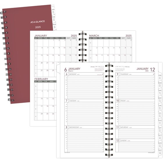 ATAGLANCE® 2025 Weekly Planner Refill, Wirebound, Pocket, 3 1/4" x 6