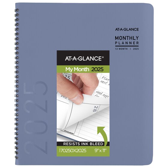 ATAGLANCE® Contemporary 2025 Monthly Planner, Slate Blue, Large, 9" x