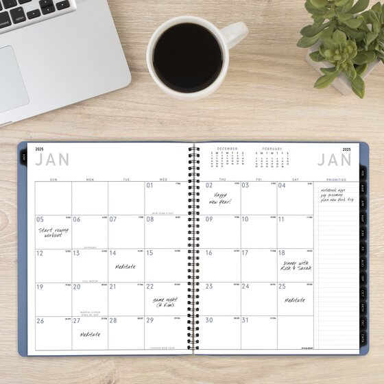 AT-A-GLANCE® Contemporary 2025 Monthly Planner, Slate Blue, Large, 9