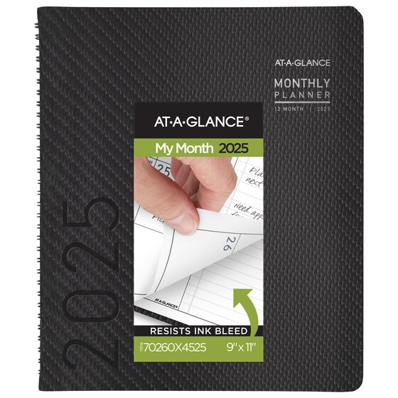 ATAGLANCE® Contemporary 2025 Monthly Planner, Charcoal, Large, 9" x