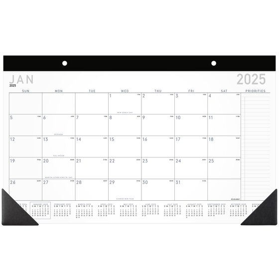 ATAGLANCE® Contemporary 2025 Monthly Desk Pad Calendar, Compact, 18