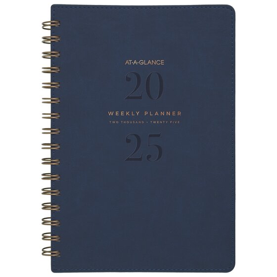 AT-A-GLANCE® Signature Collection 2025 Weekly Monthly Planner, Navy ...