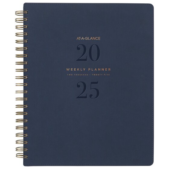 AT-A-GLANCE® Signature Collection 2025 Weekly Monthly Planner, Navy ...