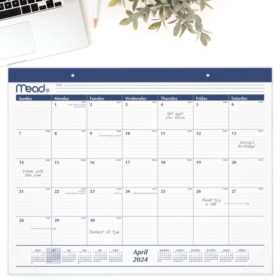 Mead® Basic Academic 20242025 Monthly Desk Pad Calendar, Standard, 21