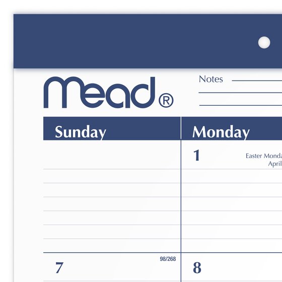 Mead® Basic Academic 20242025 Monthly Desk Pad Calendar, Standard, 21