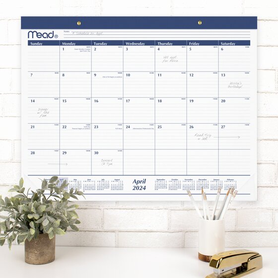 Mead® Basic Academic 20242025 Monthly Desk Pad Calendar, Standard, 21